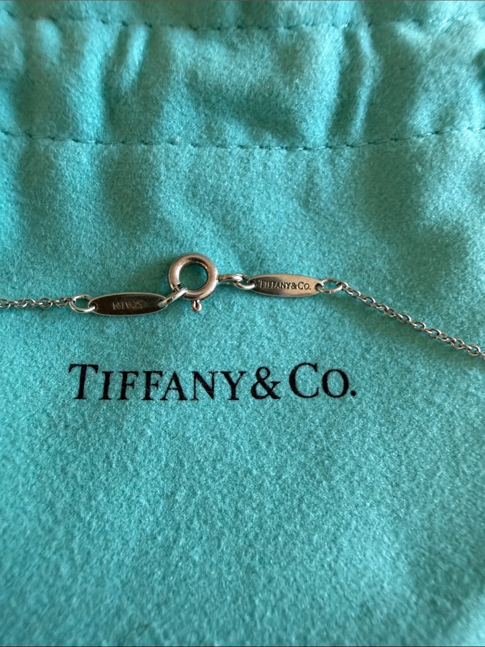 Tiffany & Co. Silver Open Heart Pendant Necklace on Tiffany Blue Pouch - Picture 2 of 3